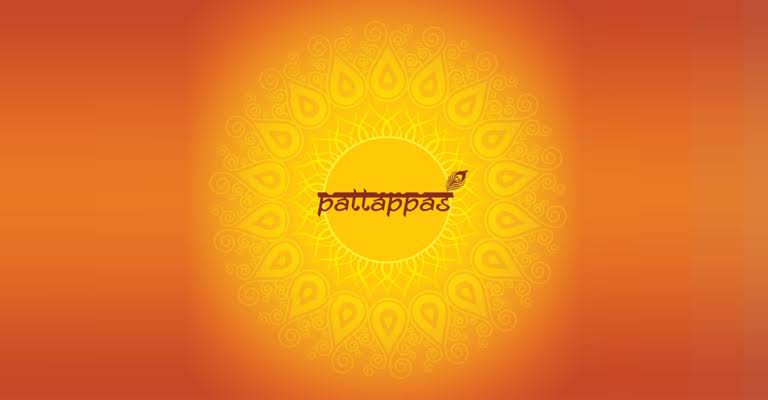 Pattappas wordmark on an orange sun, ringed with paisley motifs.